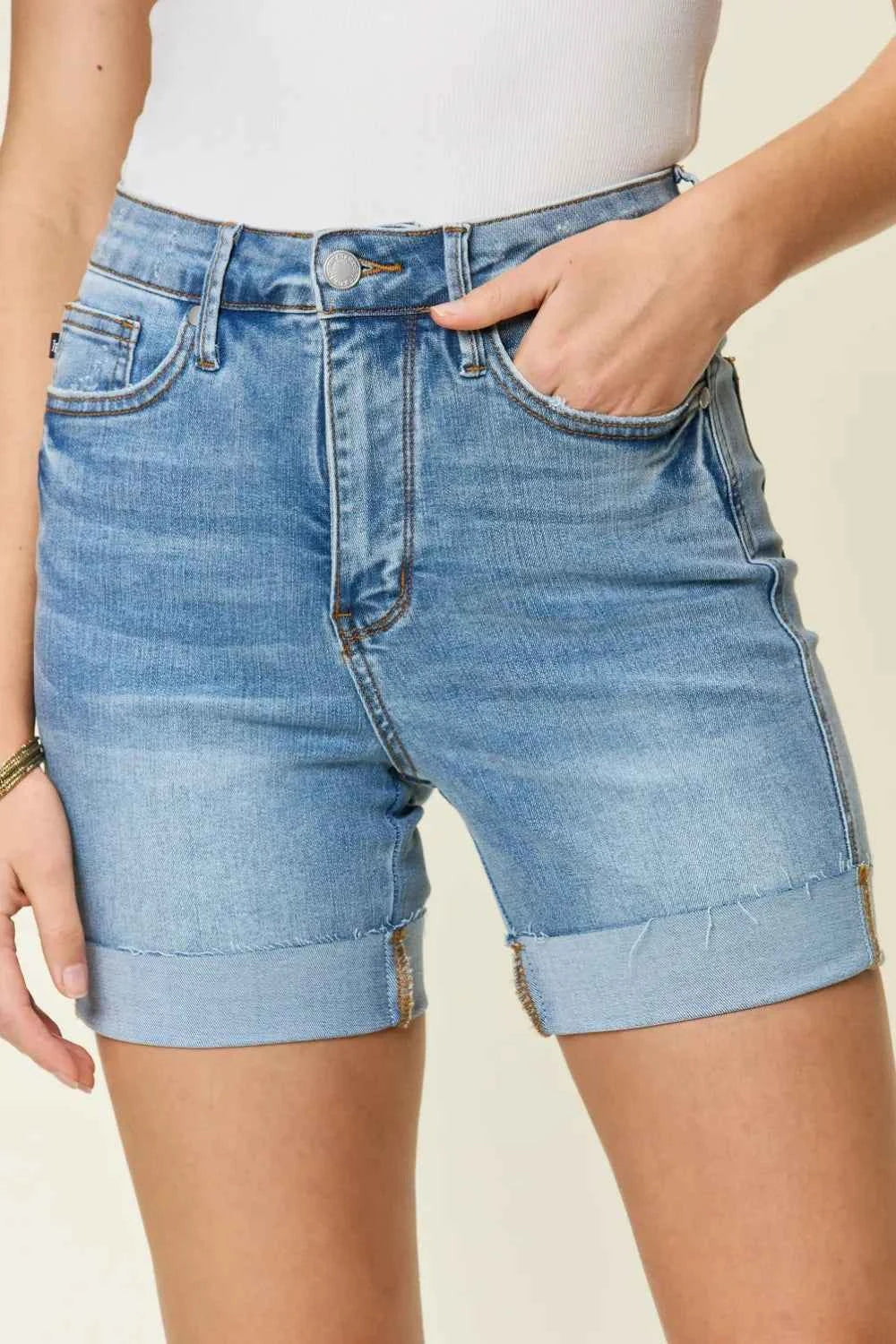 Judy Blue Full Size Tummy Control High Waist Denim Shorts d5cd9f56-7eff-4a27-9753-6fa544e498a4-Max