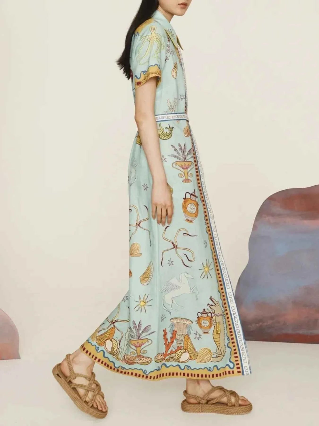 Printed Short Sleeve Maxi Shirt Dress with Belt d624eac2-6480-4869-93cf-8ecdd6160e80-Max-Origin