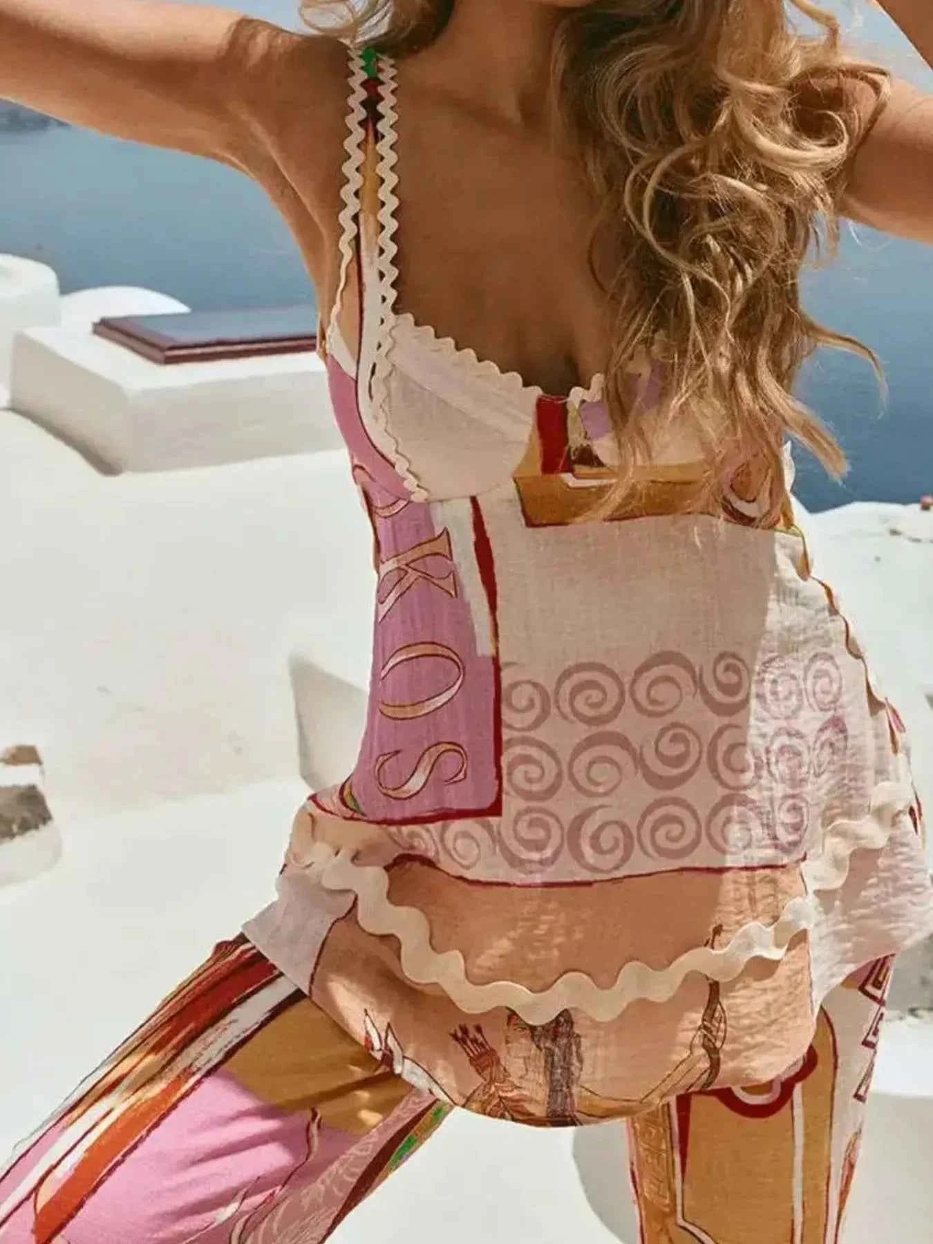 Tie Back Printed Cami and Pants Set d627fba7-6858-47c1-aad7-2bf2369fd57f-Max-Origin