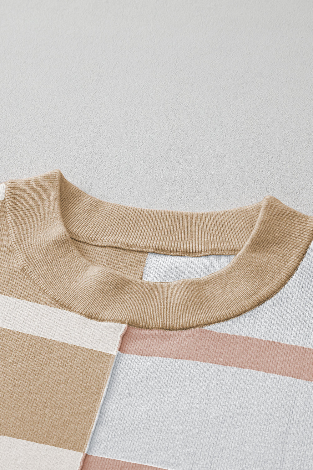 Blue Stripe Exposed Seam Patchwork Loose Sweatshirts d6312f0f5d430b70