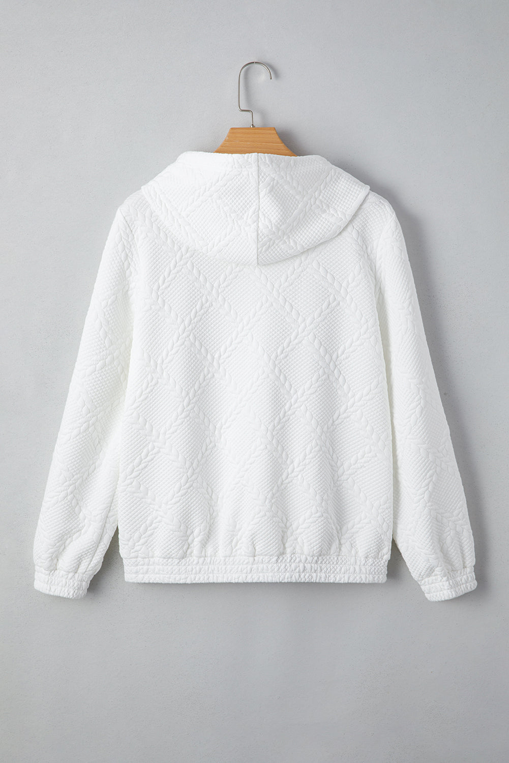 White Lattice Texture Kangaroo Pocket Hoodie d6537f5746b776d1
