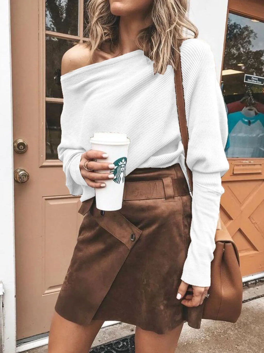 Full Size Single Shoulder Ribbed Knit Top Plus Size White d6793f93-7a90-4e34-b873-a074993eec11-Max-Origin