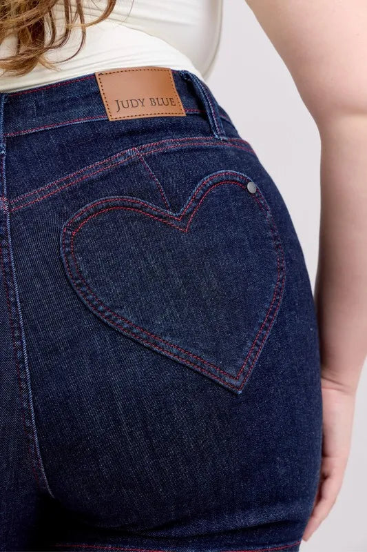 Judy Blue Full Size High Waist Heart Shaped Pkts & Red Contrast Thread Denim Shorts Plus Size d6a52e49-7e3f-428f-915d-ba0cd2de1ed9-Max-Origin