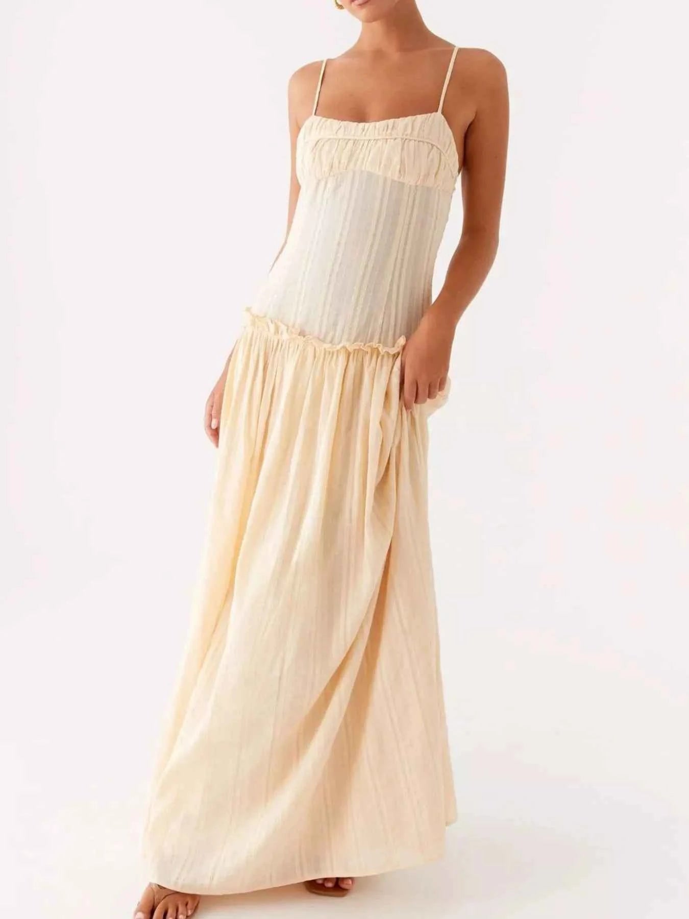 Frill Spaghetti Strap Maxi Dress d6af8773-a914-47d5-8566-ca4af5cd5e3e-Max-Origin