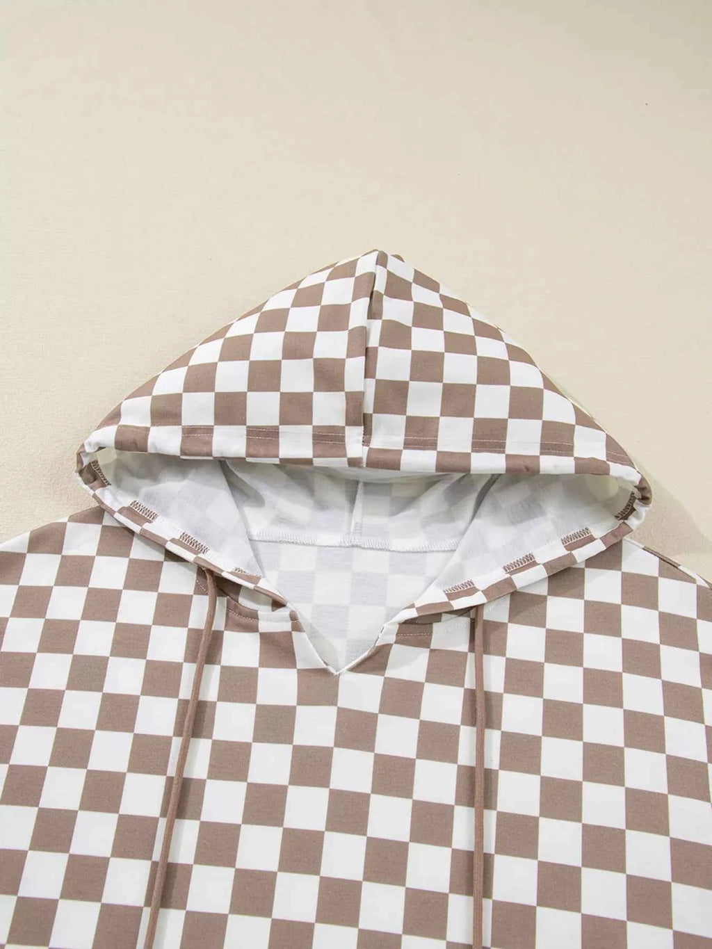 Checkered Pattern Oversized Drawstring Hoodie d6ba59e2962443b2900633e052660673-Max-Origin