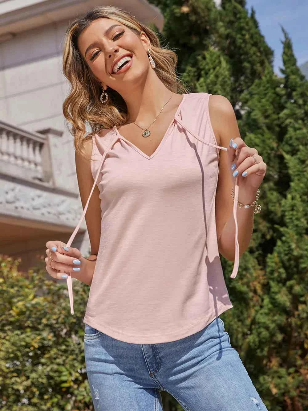 Ivy Lane Solid Tie Neck Tank d6c7772f-5d53-4bf7-a94f-e3b2eb67035b-Max