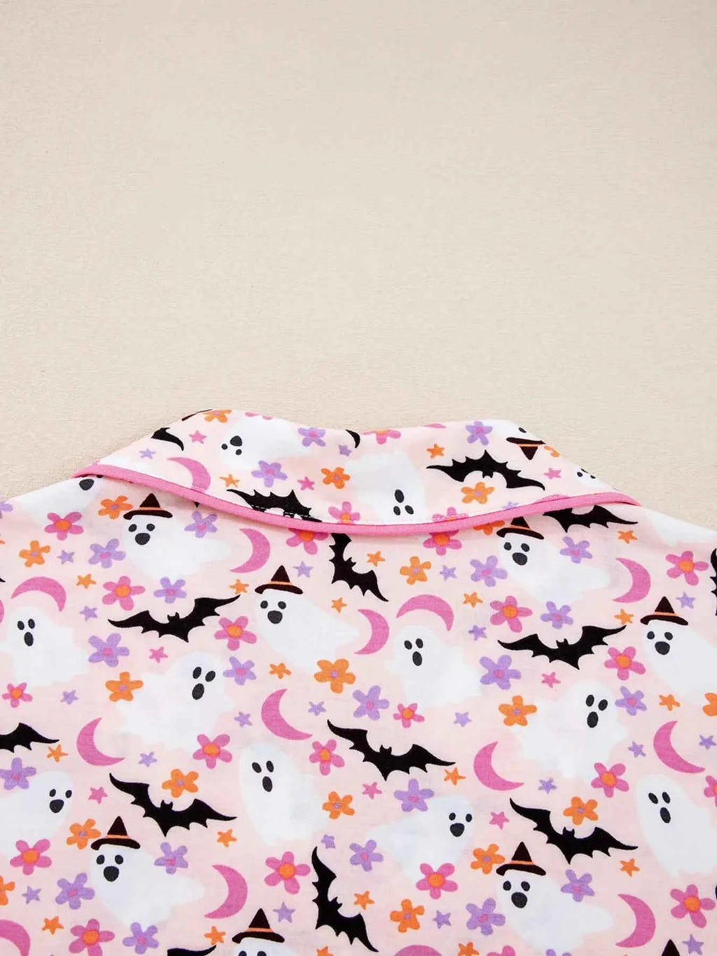 Halloween Ghost Print Button Up Top and Pants Lounge Set d6d8363434734ce985455a8c594e7d01-Max-Origin