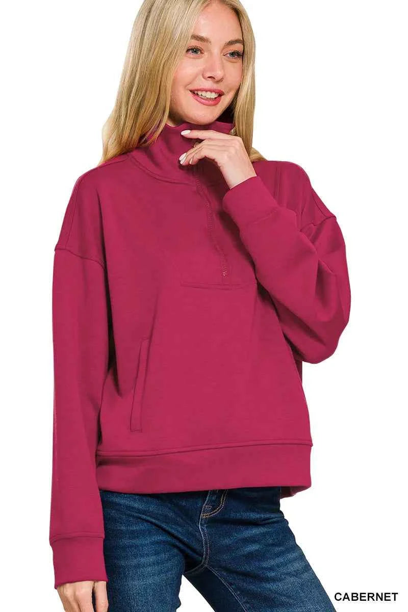 Zenana Scuba Half Zip Sweatshirt with Pockets d6db8835-81a6-4879-aa79-f903433c394b-Max-Origin_cb867cff-9599-4a1f-a718-ce6cd1f3b92d