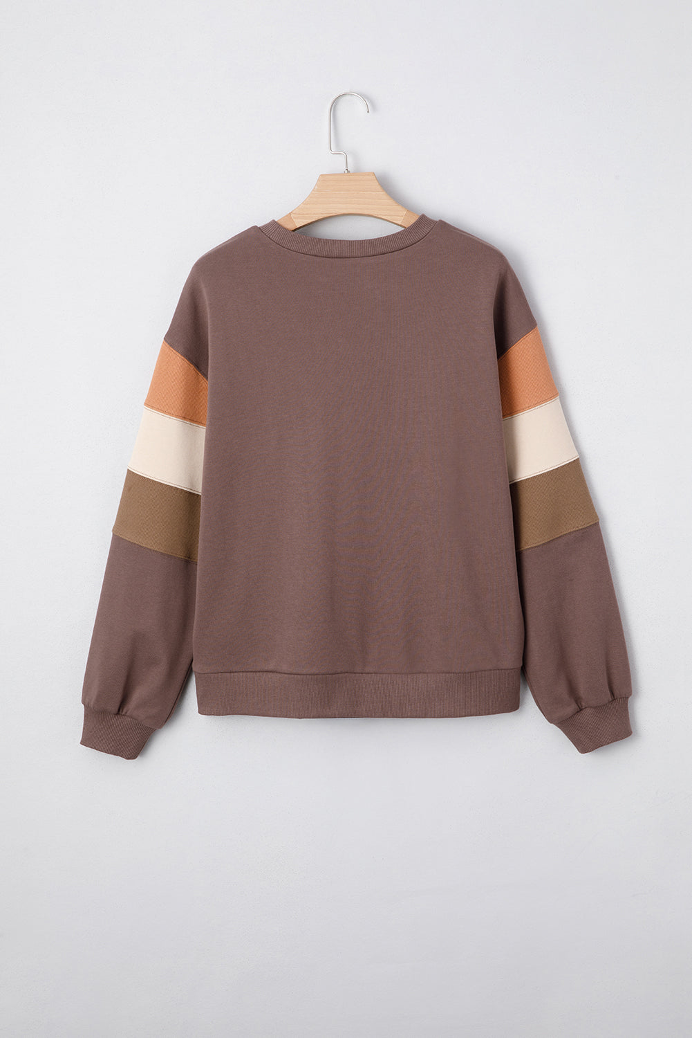 Dark Khaki Colorblock Drop Shoulder Pullover Casual Sweatshirt d70798604ba4291e
