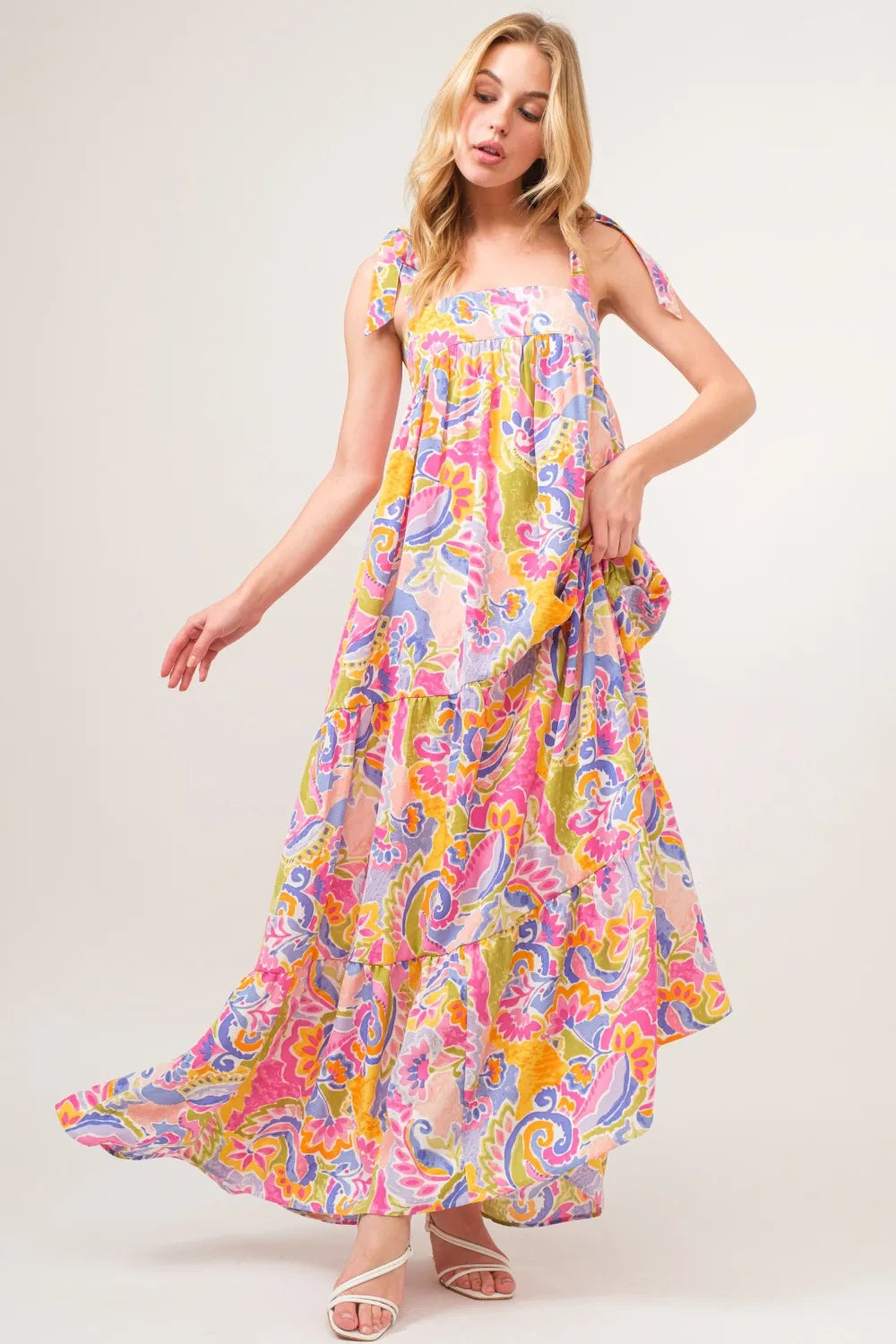 And The Why Full Size Printed Tie Shoulder Tiered Maxi Dress d71e3530-d04f-455d-93a3-99c1f57cfa91-Max