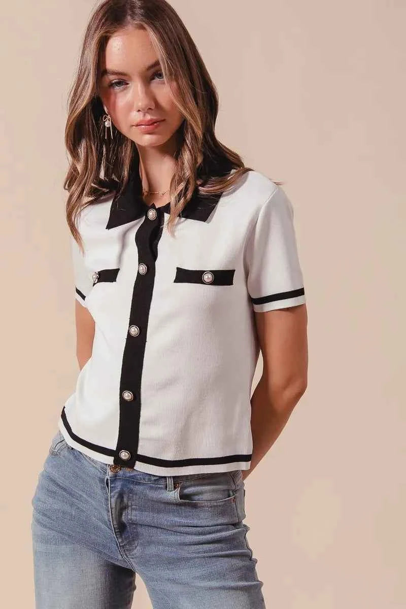 SO ME Button Down Knitted Sweater Shirt Top d723f60ebfb74d91b8804b399b10b25b-Max-Origin