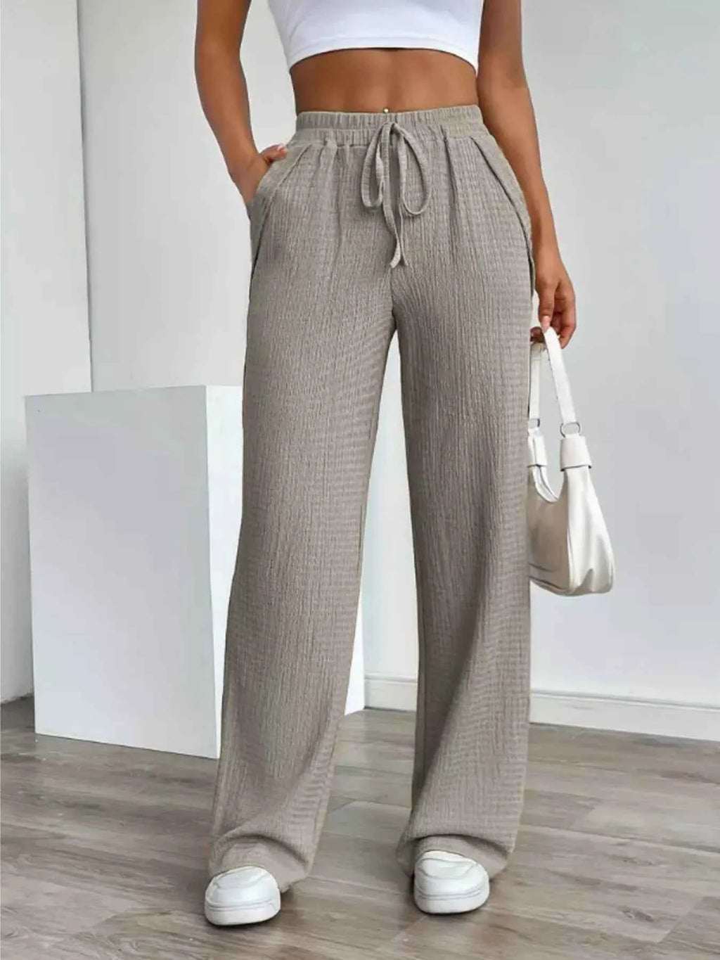 Texture Wide Leg Pants Gray d72d307a47094273849aae656ed17211-Max-Origin