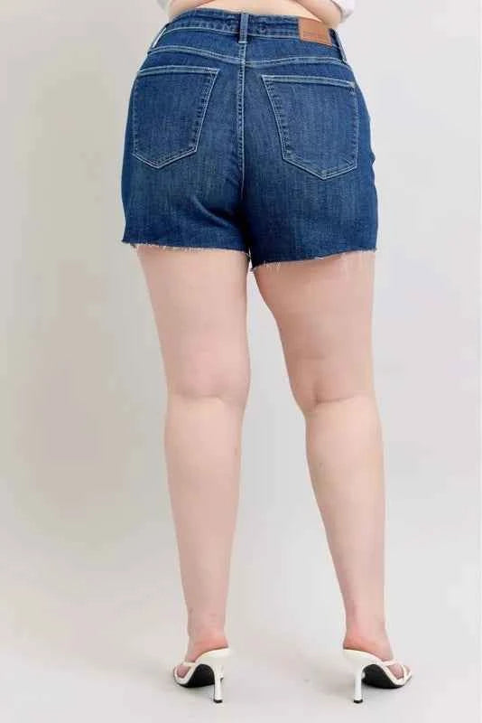 Judy Blue Plus Size High Waist Criss-Cross Waistband Denim Shorts