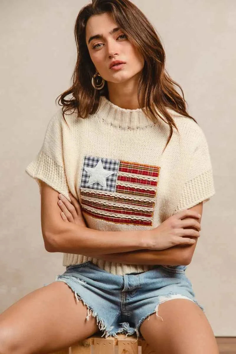 BiBi American Flag Patchwork Drop Shoulder Sweater d7a3db0734d34fab86a15c3857fb7207-Max-Origin