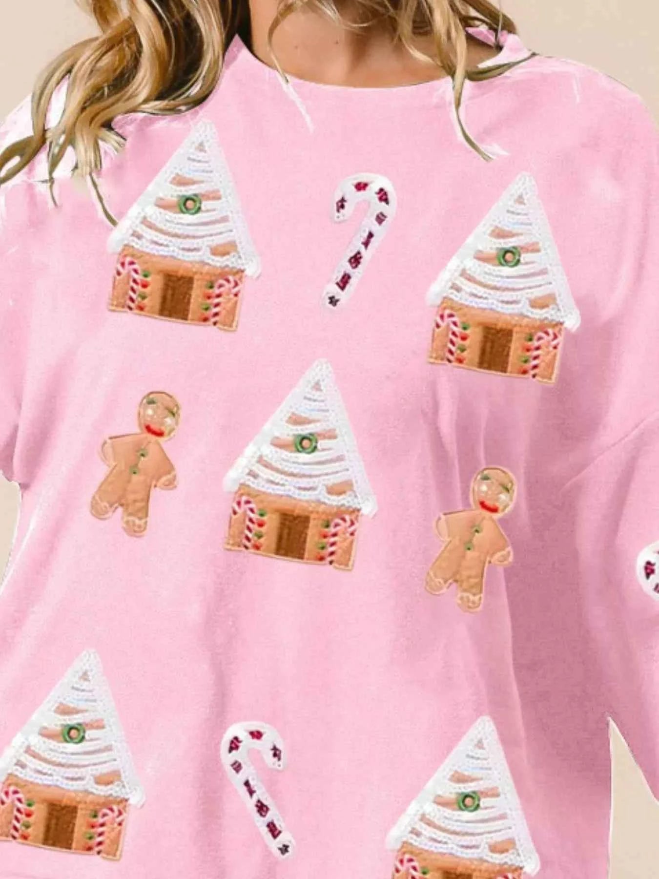 Christmas Gingerbread House Sequin Sweatshirt d7b58153-26e4-4be2-a092-6c6d6b857d99-Max-Origin