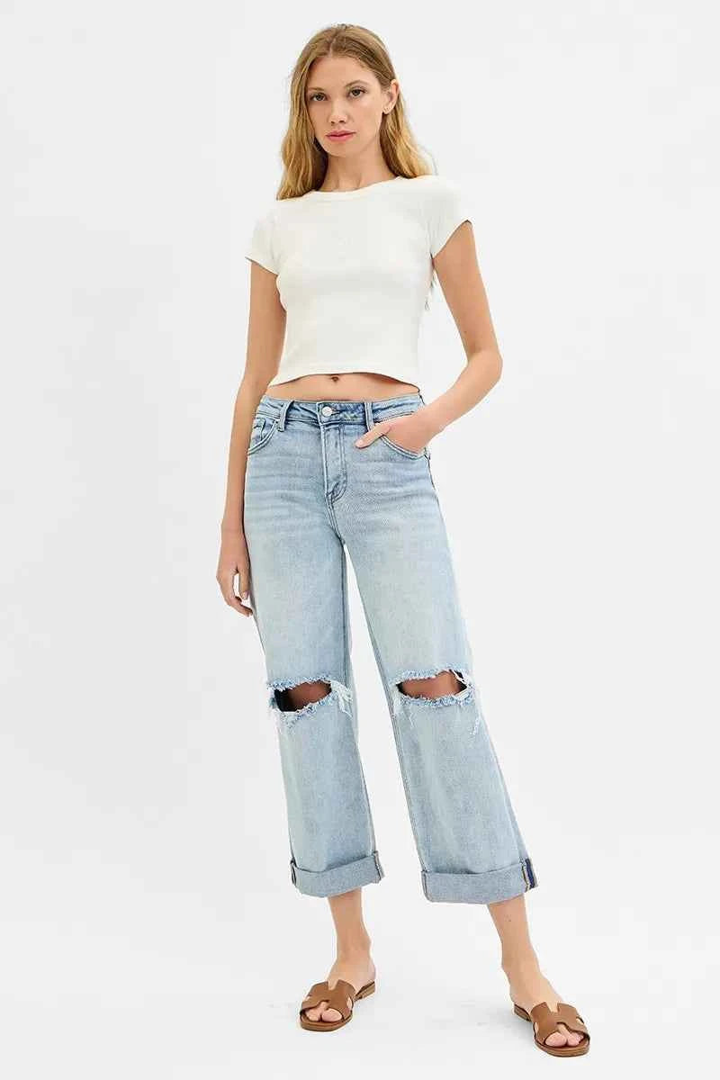 RISEN Full Size Mid Rise Fit Boyfriend Jeans with Cuff Plus Size d7d92cba5a61462fba6184d7f2961f34-Max-Origin