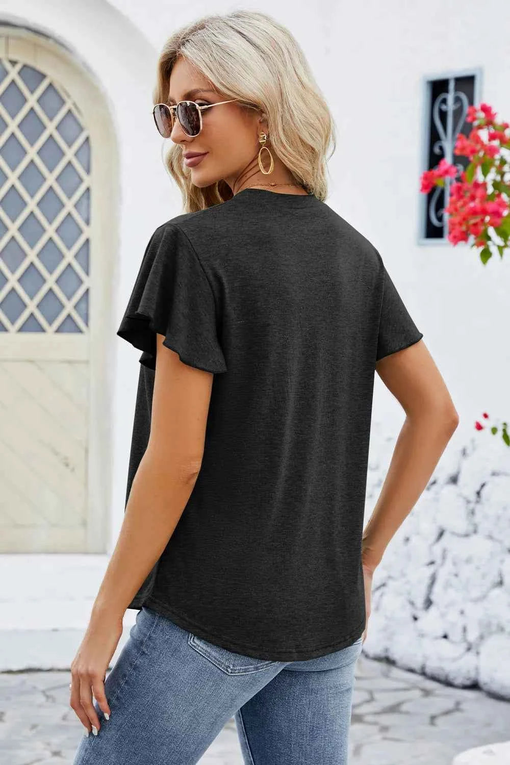 V-Neck Flutter Sleeve T-Shirt d805a896-1cd9-4e55-b2ee-df6a6d334f64-Max