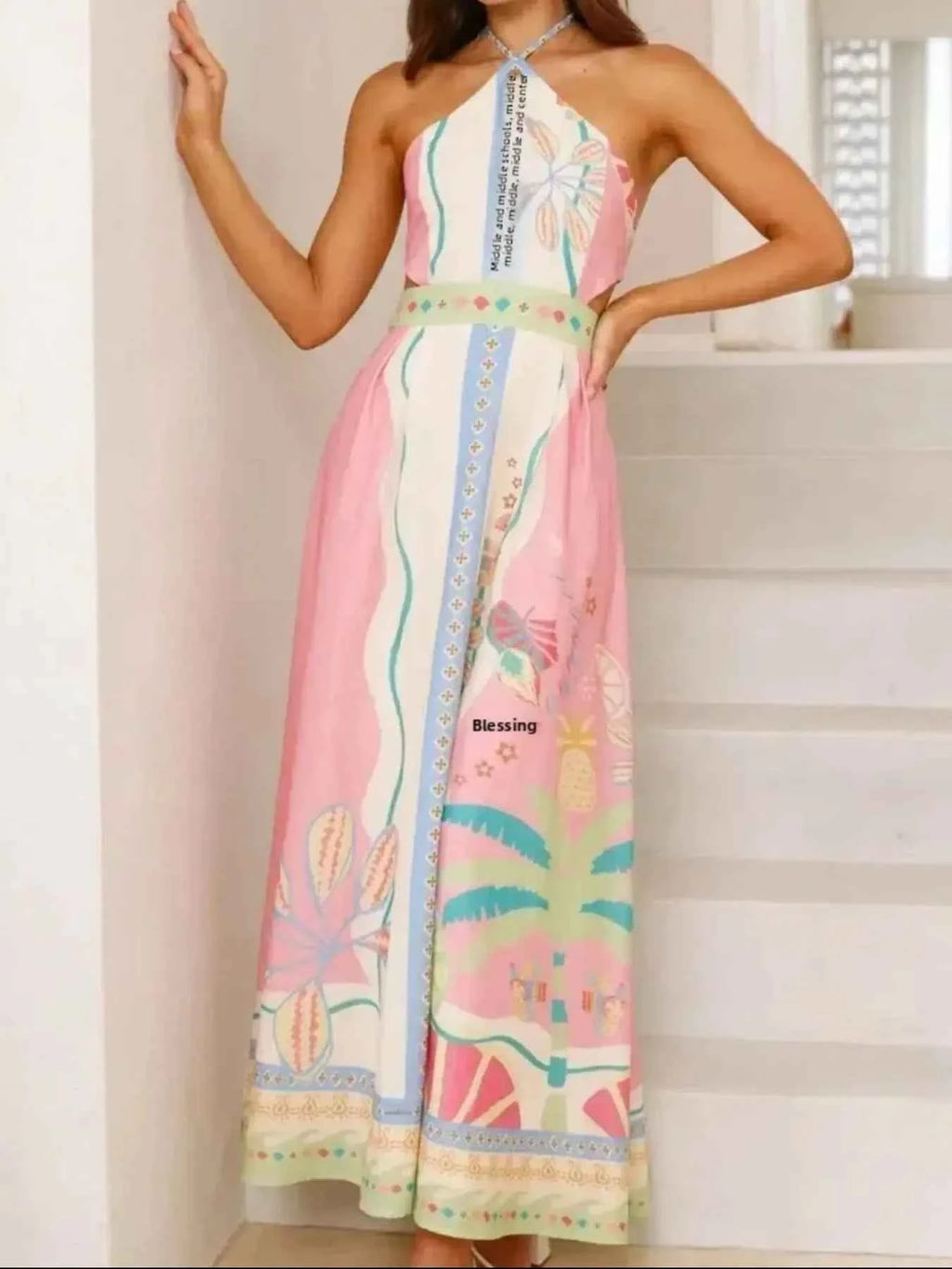 Halter Neck Printed Maxi Dress d84ae883-91be-4302-97b5-9085dc66d2bf-Max-Origin