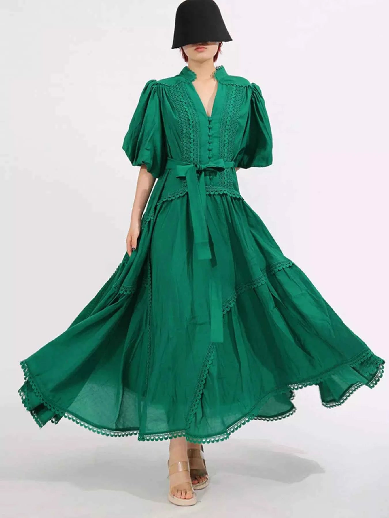 Lace Detail Notched Puff Sleeve Maxi Dress d8a56496-9822-4cb5-81f4-96dd5f6620bf-Max-Origin