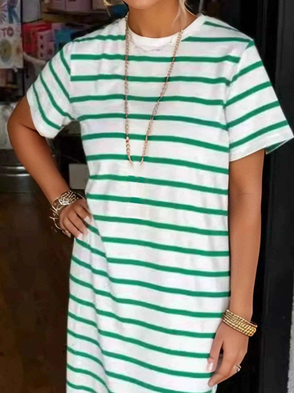 Plus Size Striped Maxi Dress with Side Slit - Full Size T-Shirt Style d8af936d-18bf-42fe-a8a4-32029433aef5-Max-Origin