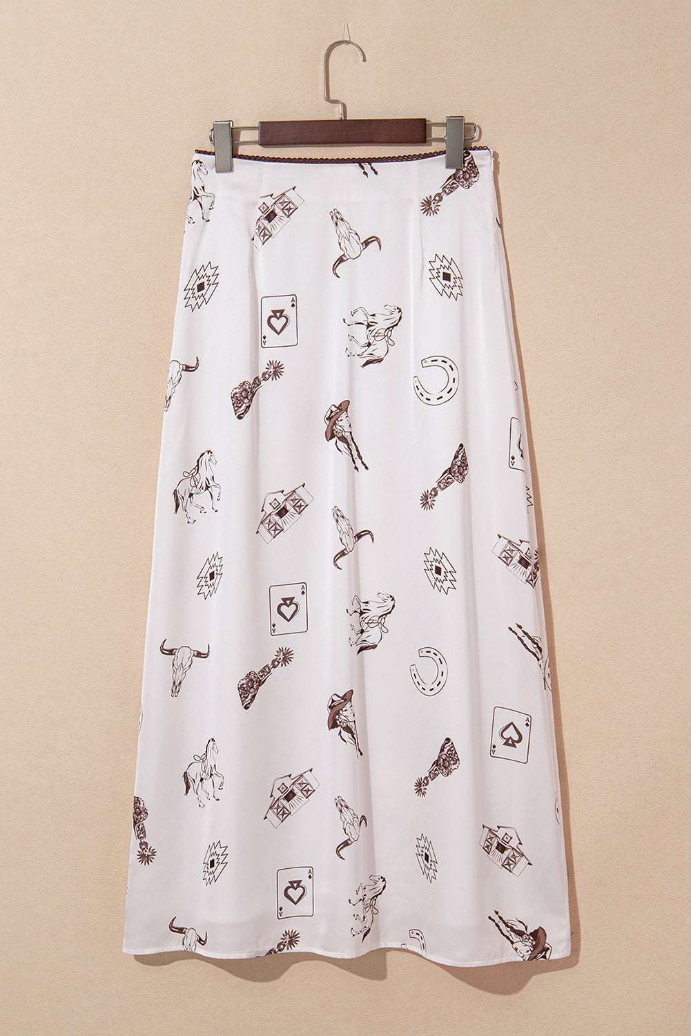 Beige Vintage Print Satin Maxi Skirt d8feacc8ae232d32-_4