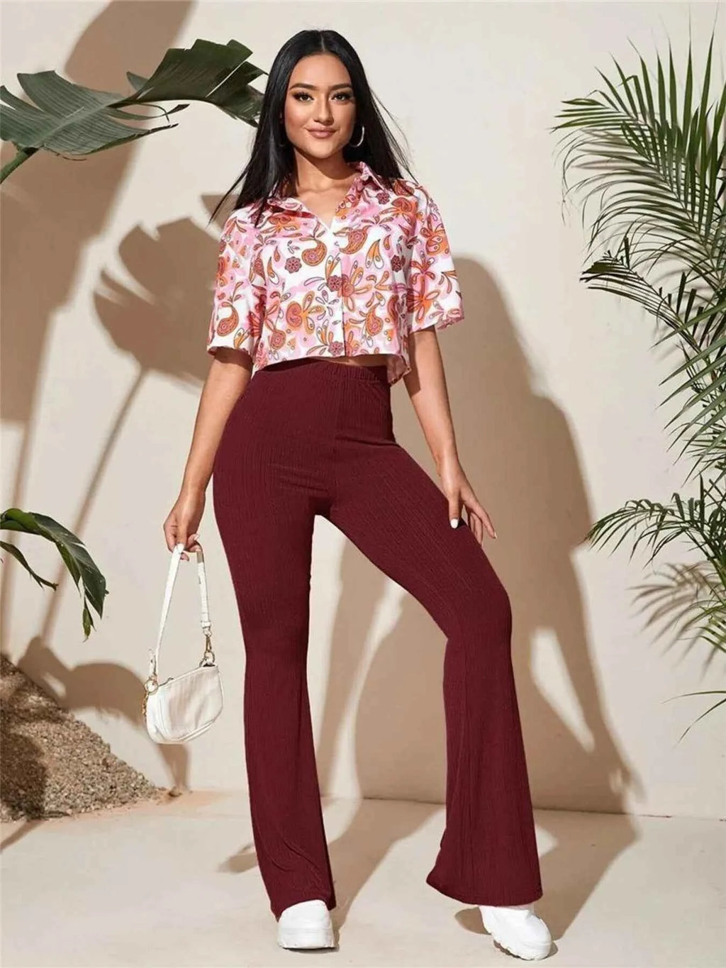 Full Size High-Waist Flare Active Pants Plus Size d9044b6a17694d7c84a811969c7f8db2-Max-Origin