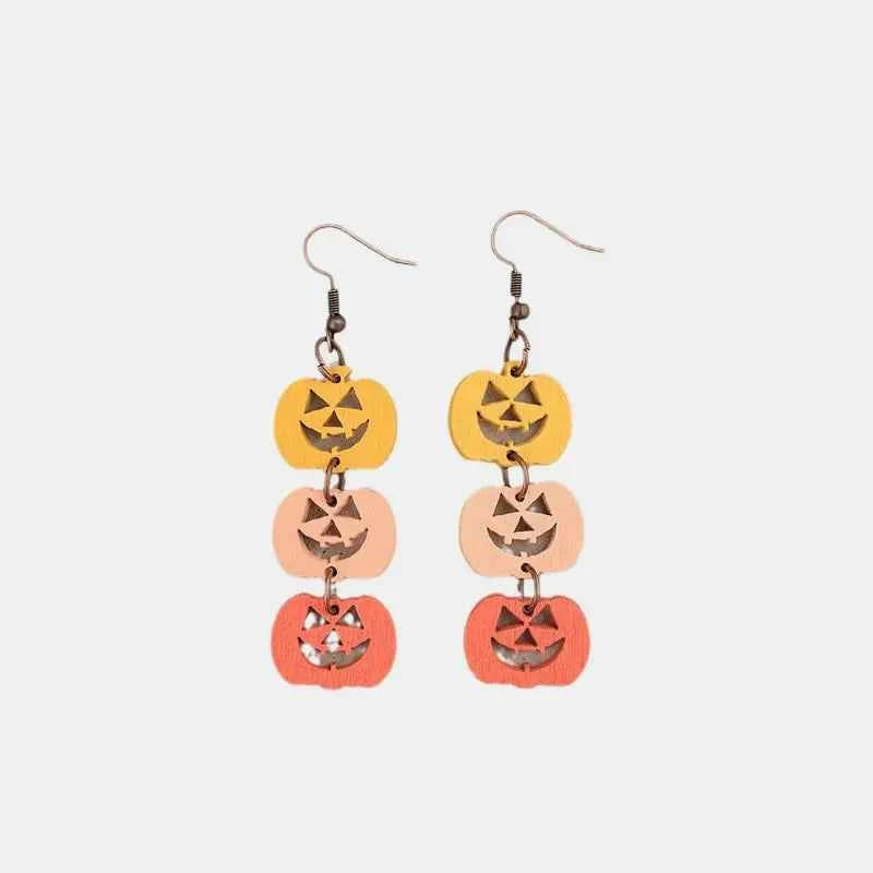 Wooden Contrast Pumpkin Earrings Tangerine One Size d9573665-e84c-42a6-aad3-05843d07a1e5-Max