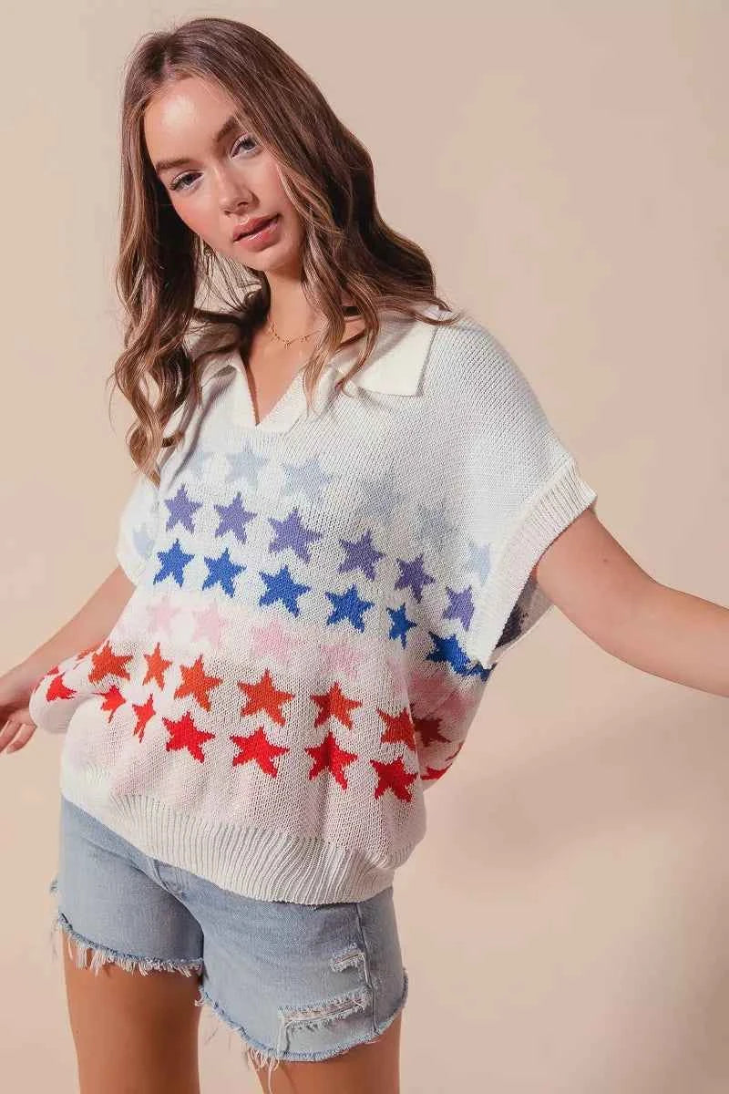 SO ME Fourth Of July Stars Loose Fit Knit Top d96f7519221246a59a9af6fc032f2cd6-Max-Origin