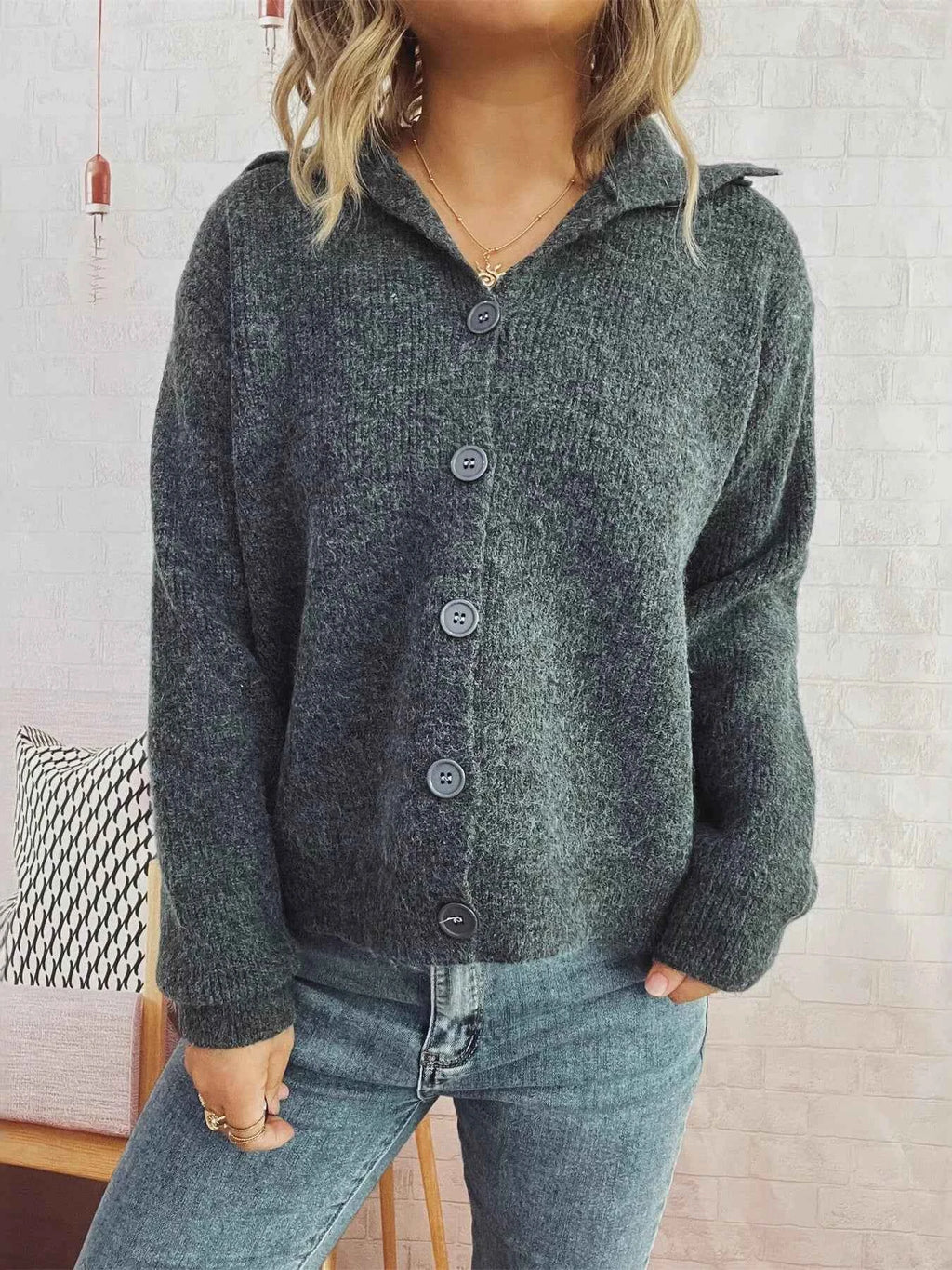 Ribbed Button-Up Cardigan d9efbbf895d7423e89e43d7fc26851fd-Max-Origin