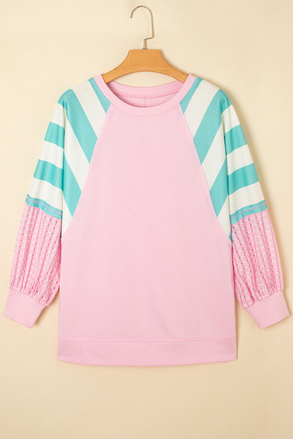 Bonbon Striped Colorblock Patchwork Raglan Sleeve Top da0fa9012ff78527