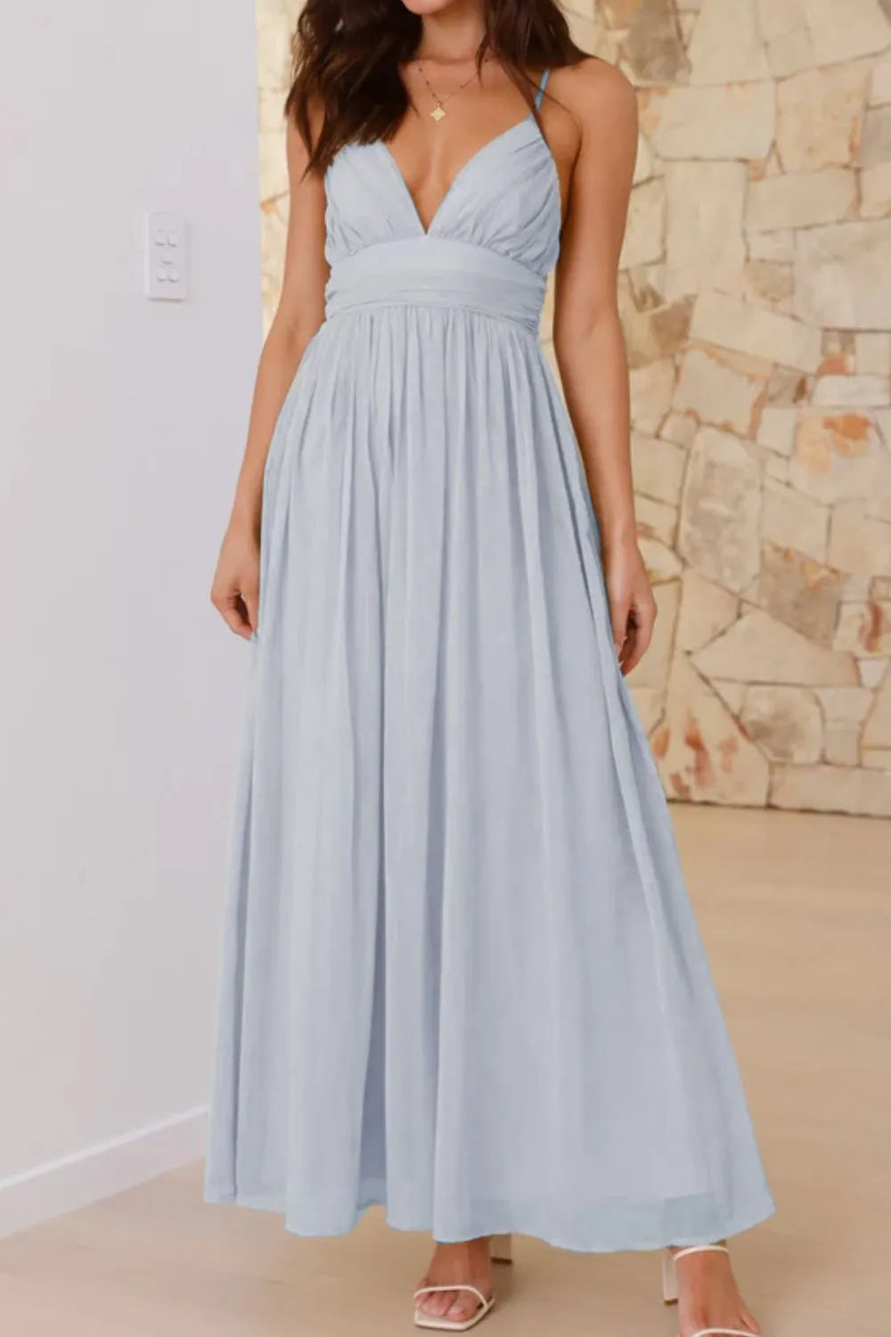 Ruched V-Neck Cami Dress Light Blue da17d6cc-d2a9-4155-ad22-27c70a3062ed-Max-Origin