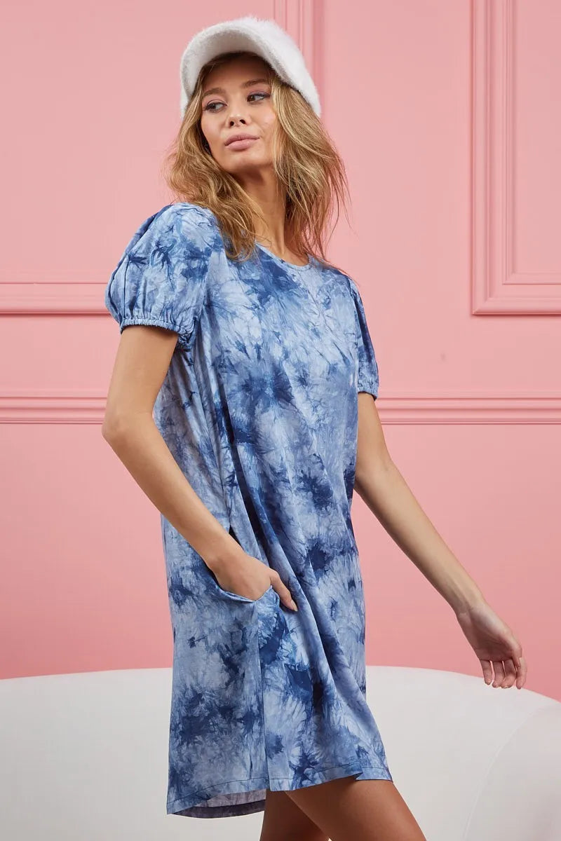 BiBi Puff Sleeve With Side Pockets Tie Dye Dress da242579d1374429a817d43363580e05-Max-Origin