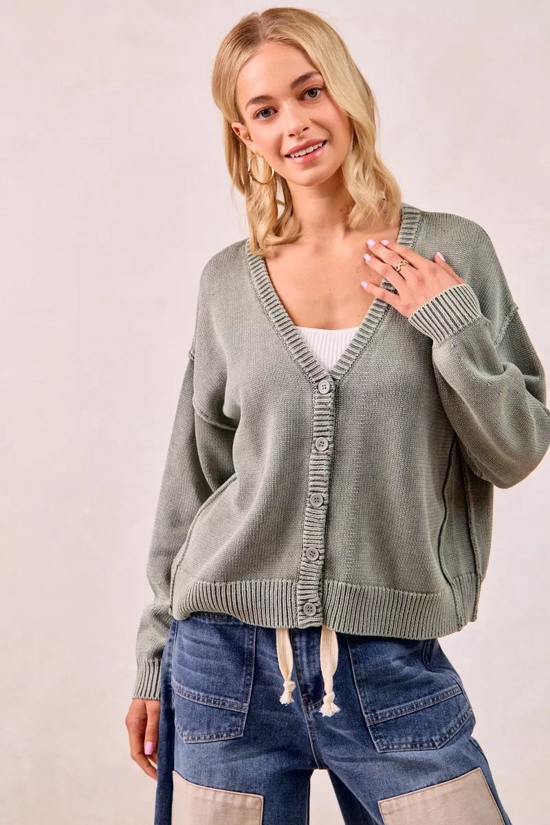 BiBi Washed Sweater V Neck Cardigan da7aa0dc56514e5da940ae737dccfe79-Max-Origin