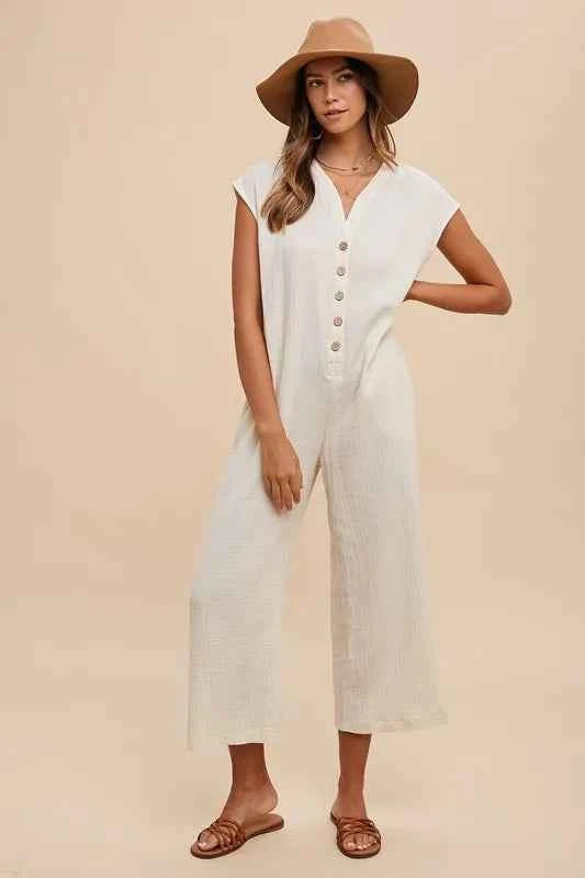 Annie Wear Button Detail Wide Leg Jumpsuit with Pockets da84ddd1-d439-40ac-8577-f6795f6c3b85-Max