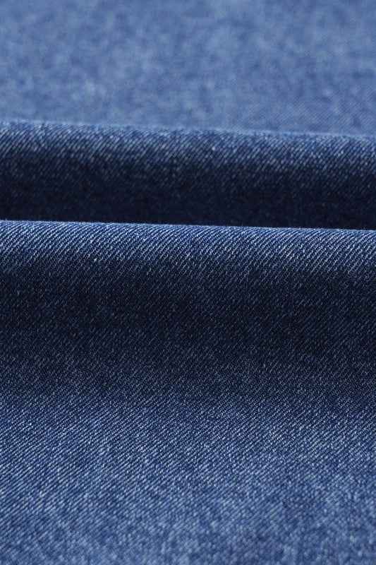Solid Denim Collared Patch Pocket Mini Dress da876690-62fc-4433-9ab2-c9777219e59c