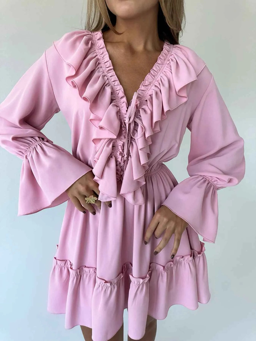 Ruffle Flounce Sleeve Mini Dress da947e0a82494cfba9052436bb5996f8-Max-Origin