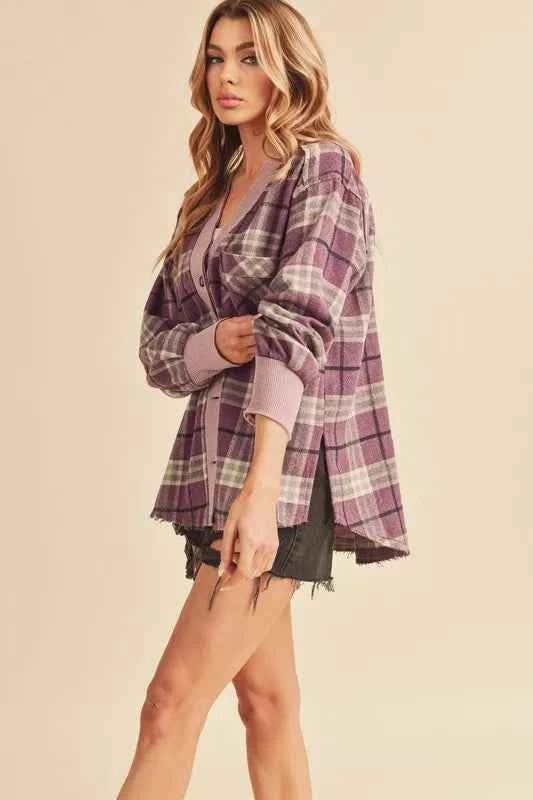 Aemi + Co Side Slit Patch Pocket Plaid Button Down Jacket dac74ad9-51bb-46b4-94c3-86f9dc41e963-Max
