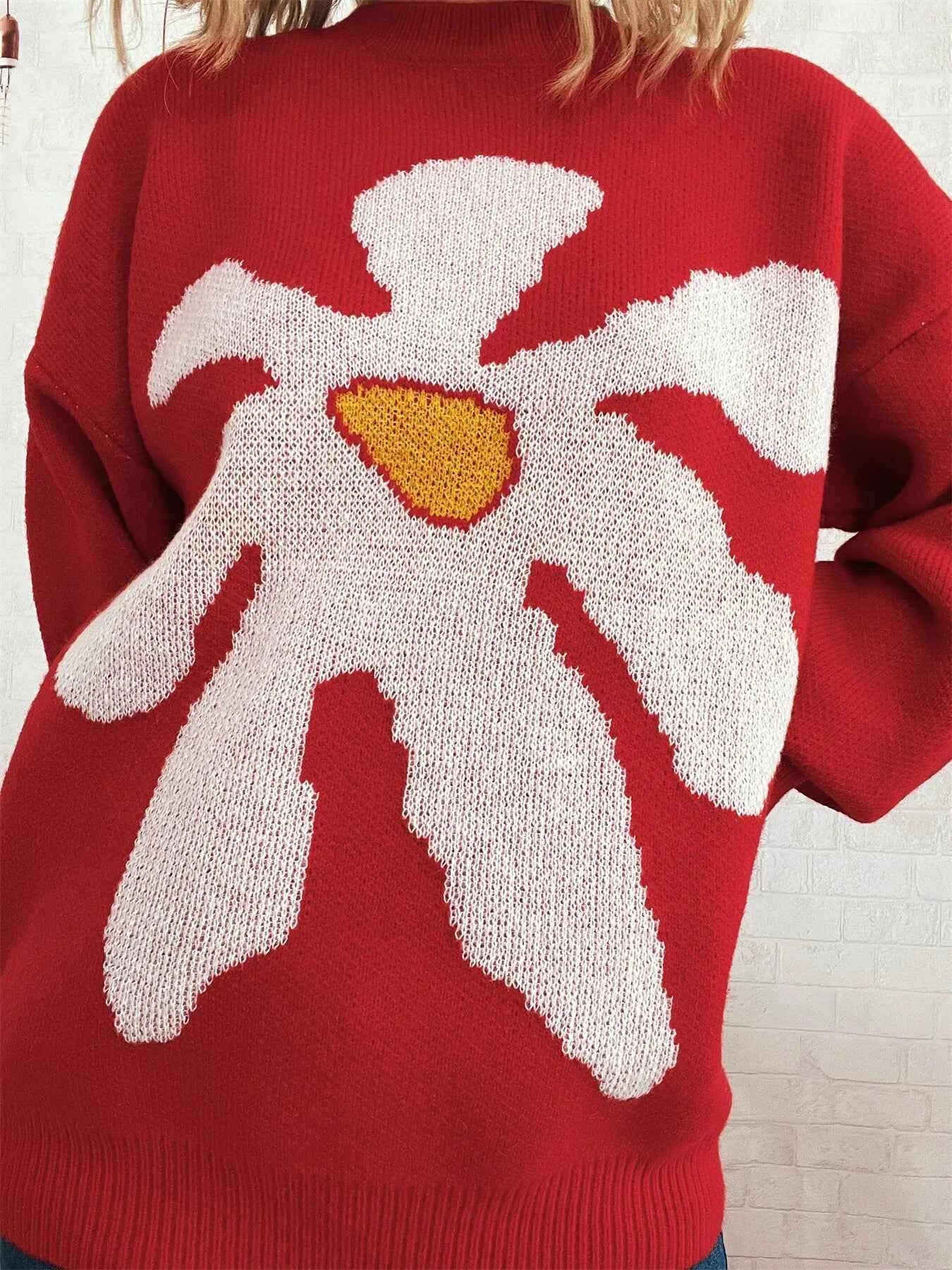 Flower Dropped Shoulder Sweater dacbff3793b244008d1db699ea7d1902-Max-Origin