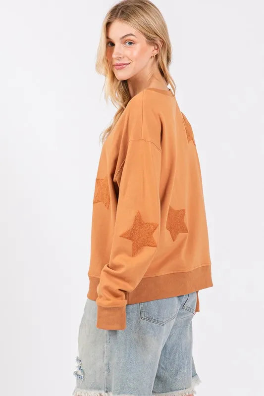 SAGE + FIG Star Patch Long Sleeve Sweatshirt dad9d09e-52e5-41f3-a9c9-52d2aea9ef29-Max