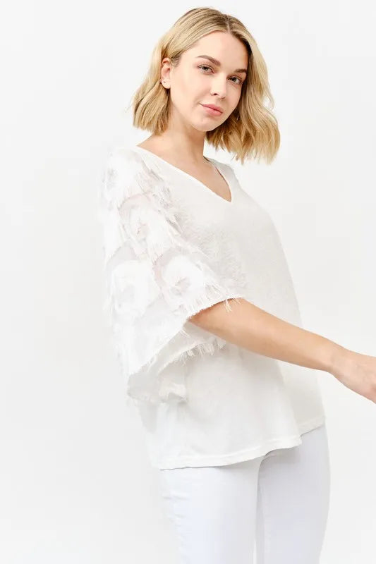 And The Why Feather Detailed 3/4 Sleeve Slub Top dae07f549e124d1f9446d6cf5e1328dd-Max-Origin
