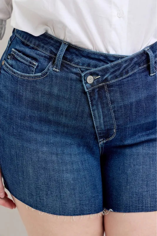 Judy Blue Full Size High Waist Criss-Cross Waistband Denim Shorts Plus Size db3599f1-40e8-4349-af35-85b656d54e87-Max-Origin