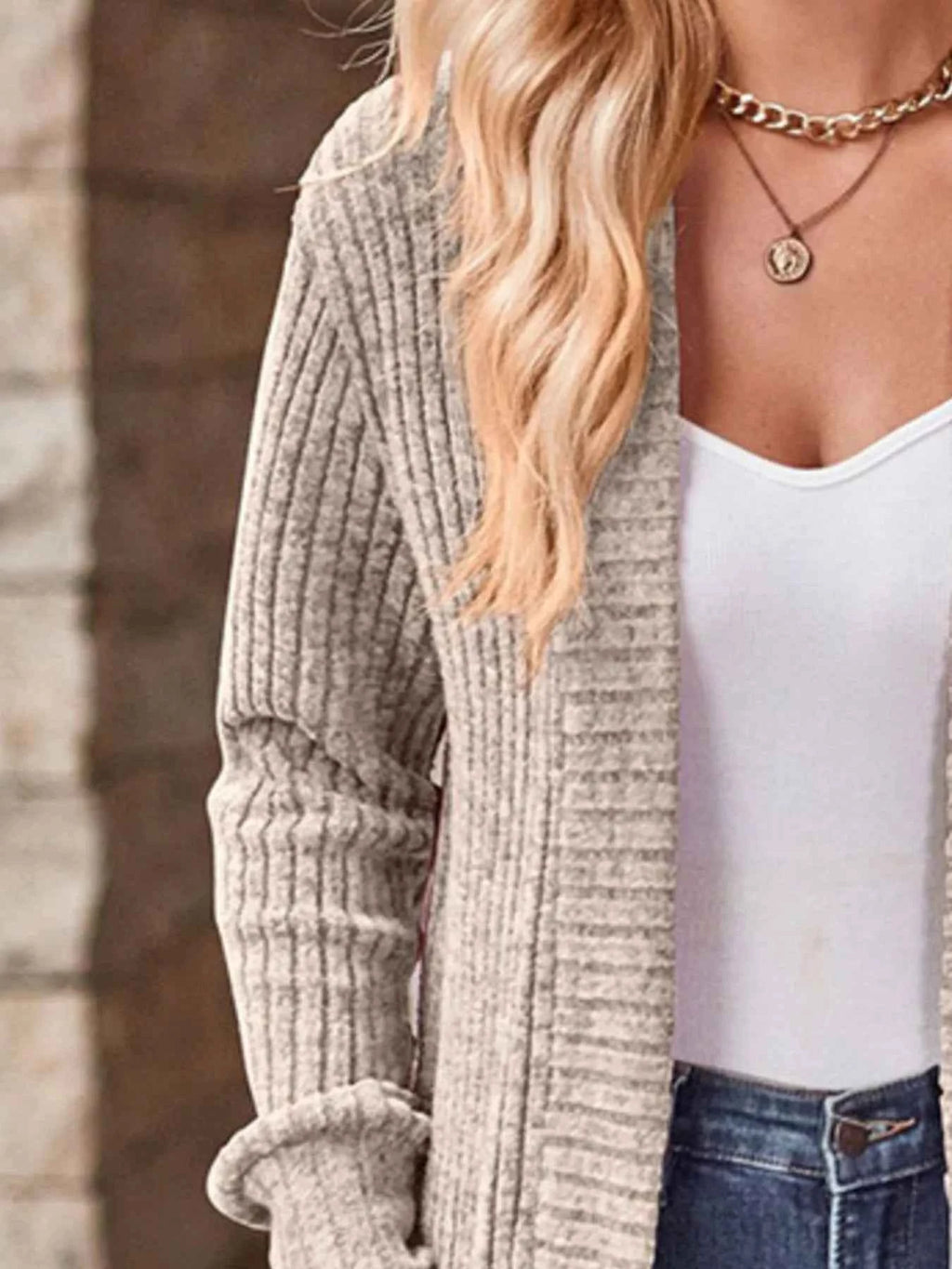 Ribbed Knit Open Front Cardigan with Pockets db578c69-1ad0-4e86-ac6a-d604ef8558a1-Max-Origin