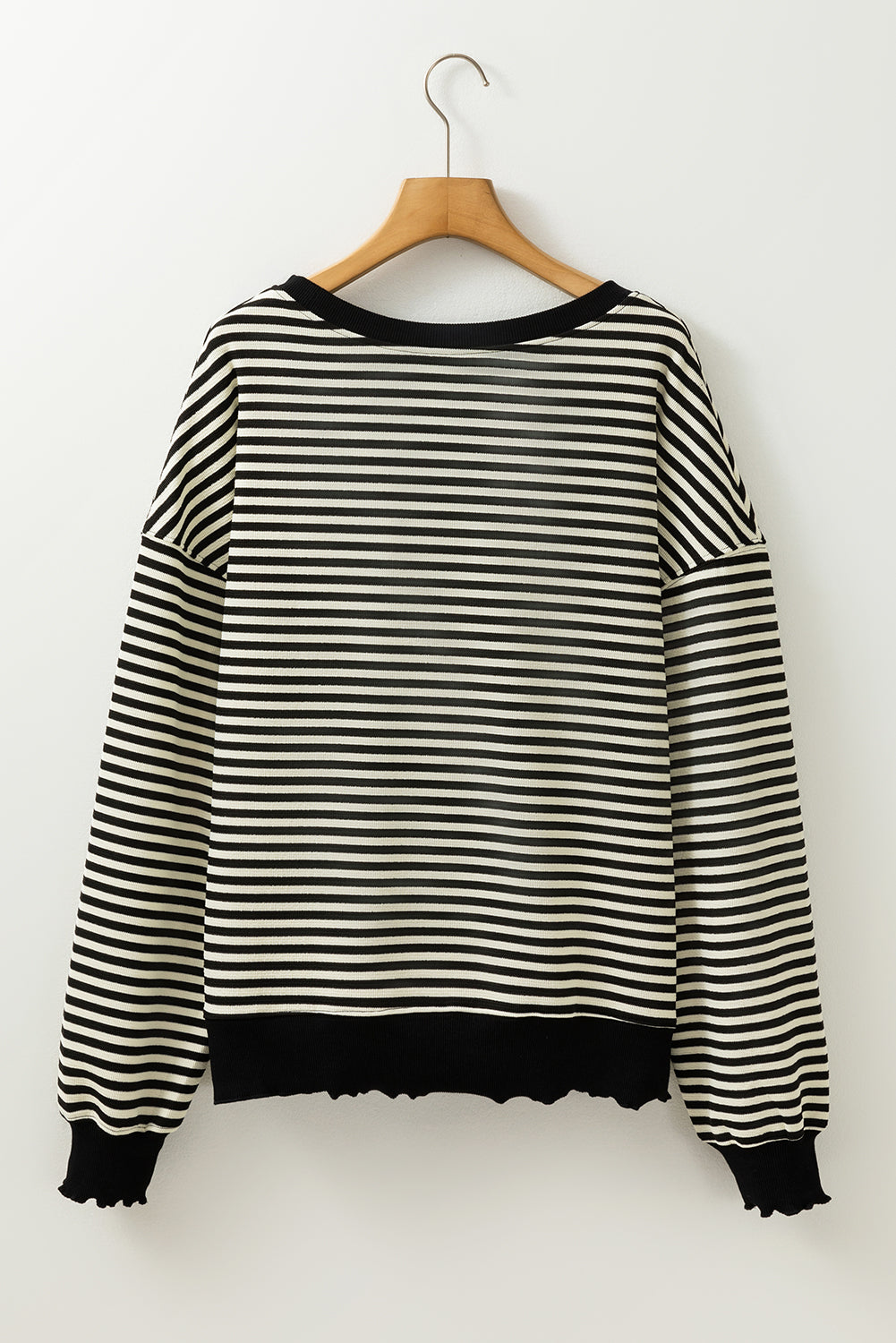 Brown Stripe Drop Shoulder Long Sleeve Top dbd516078ef5e7e8