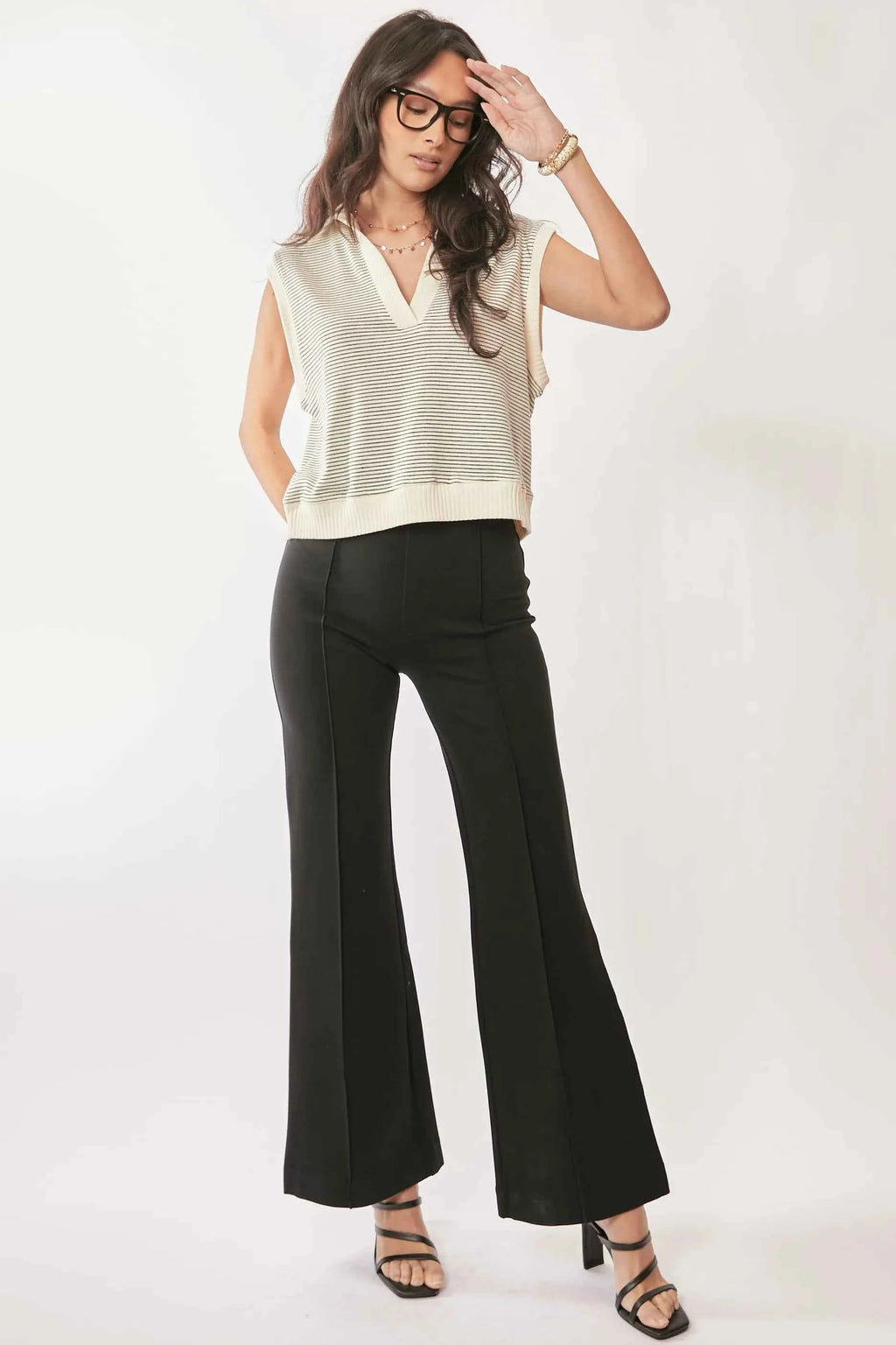 Davi & Dani French Terry Boxy Fit Striped Sweater Vest dc2efa67c55546acb851533d7bde59dc-Max-Origin