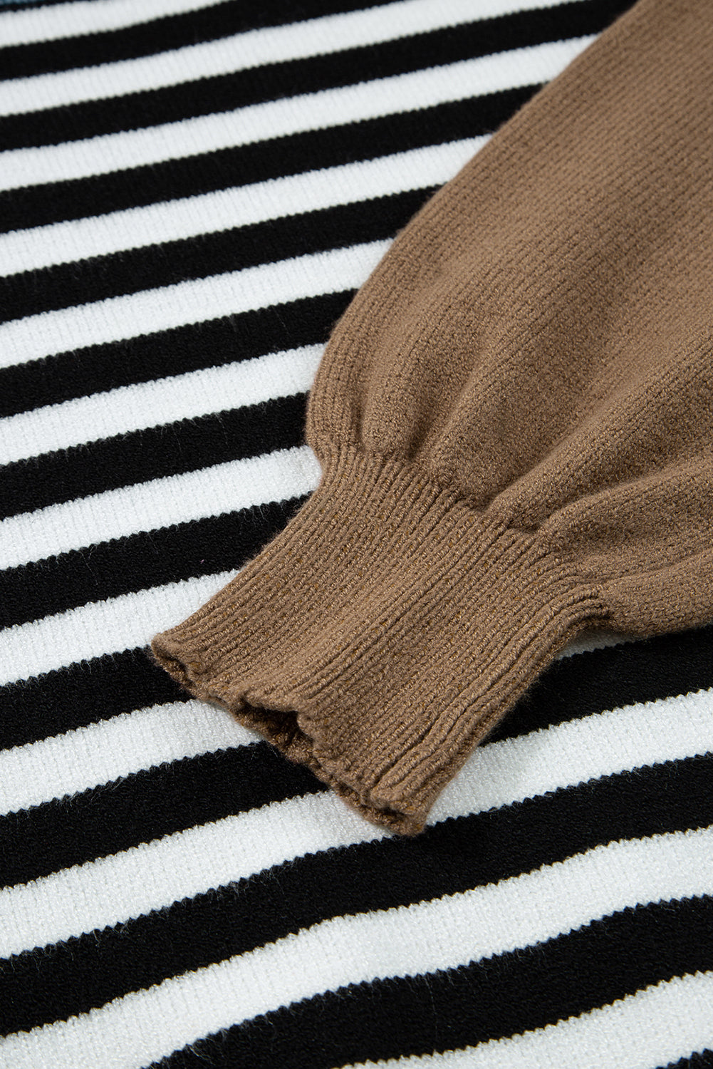 Black Striped Colorblock Patchwork Long Sleeve Sweater dc39646be0e6b18d