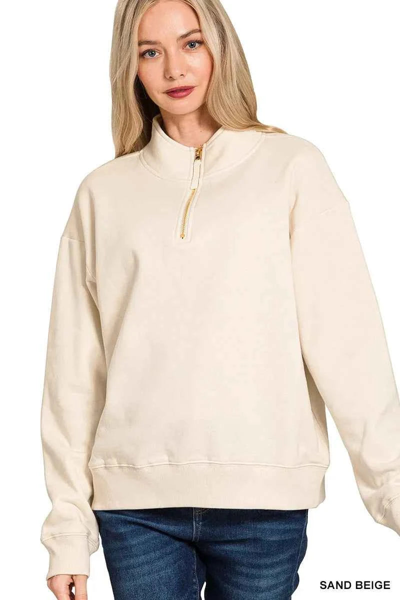 Zenana Fleece Half Zip Sweatshirt dc3d9836fb4a4c78929dd863882e4af7-Max-Origin