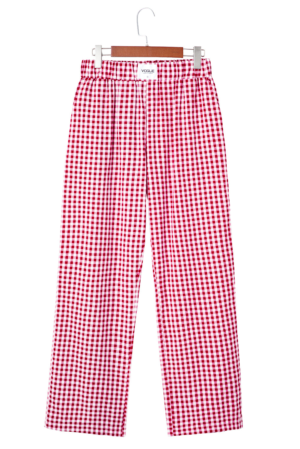 Fiery Red Gingham Casual Loose Pants dc5e528855ebc57a