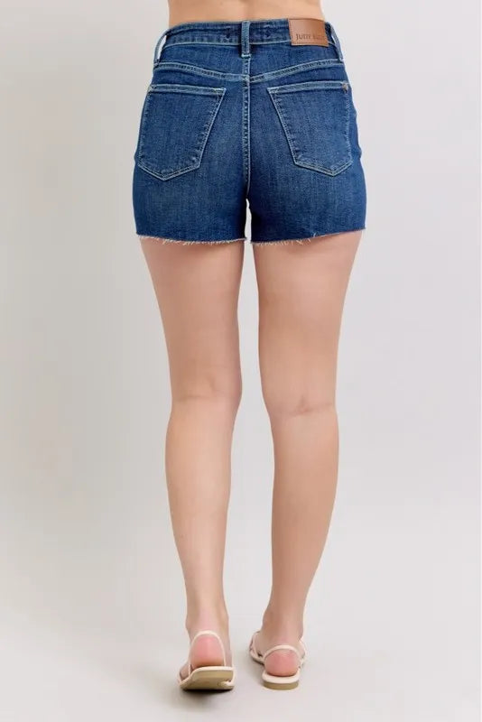 Judy Blue Full Size High Waist Criss-Cross Waistband Denim Shorts Plus Size dc80e8b949bd4333af1a3889c7081a11-Max-Origin