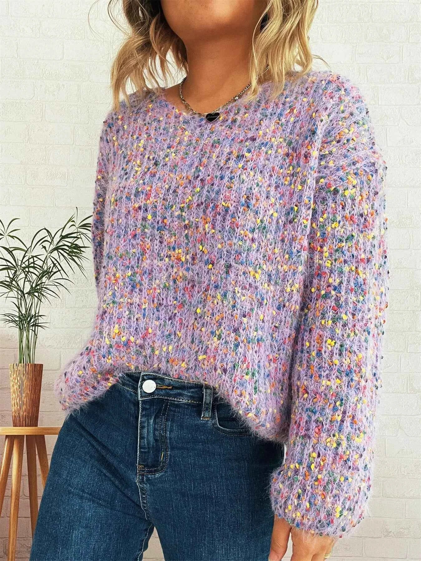 Colorful Long Sleeve Sweater dcb3a697446644858e2f52e71fd0da0e-Max-Origin