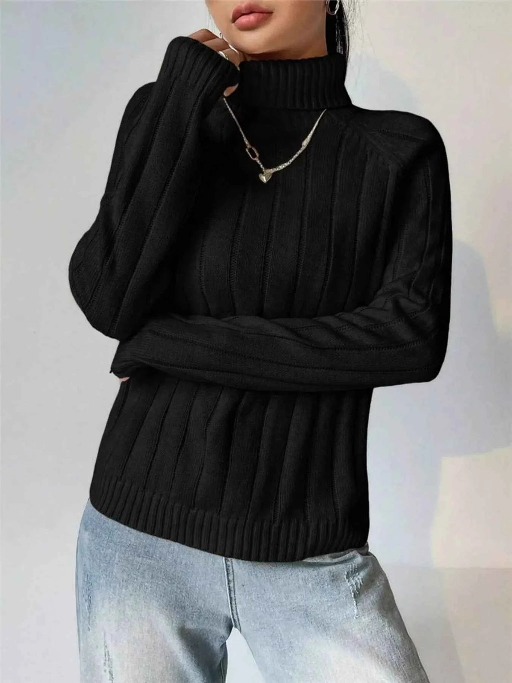 Ribbed Turtleneck Long Sleeve Sweater dcbc227ce3ae422c8eb0708f210f95a7-Max-Origin